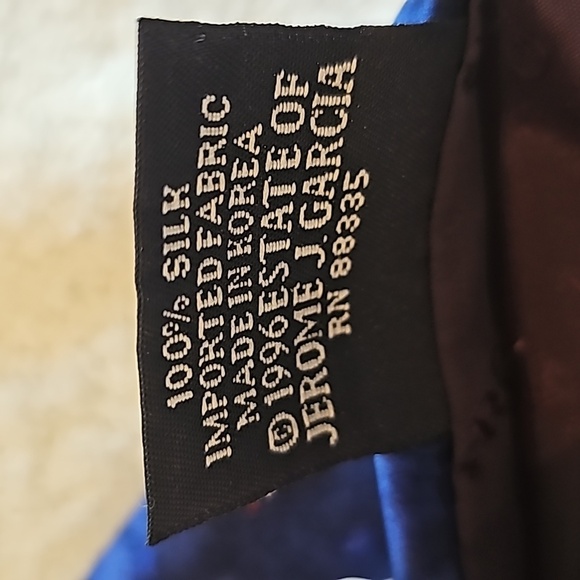 J. Garcia Genuine Silk Tie, Blue with Red Speckles - Picture 3 of 7